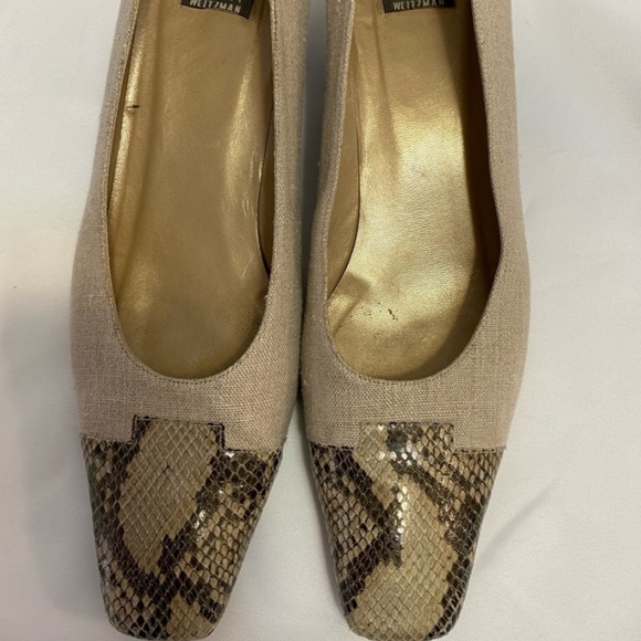 Stuart Weitzman Snakeskin Fabric Square Toe Heels Size 11B Stunning! - Picture 1 of 8